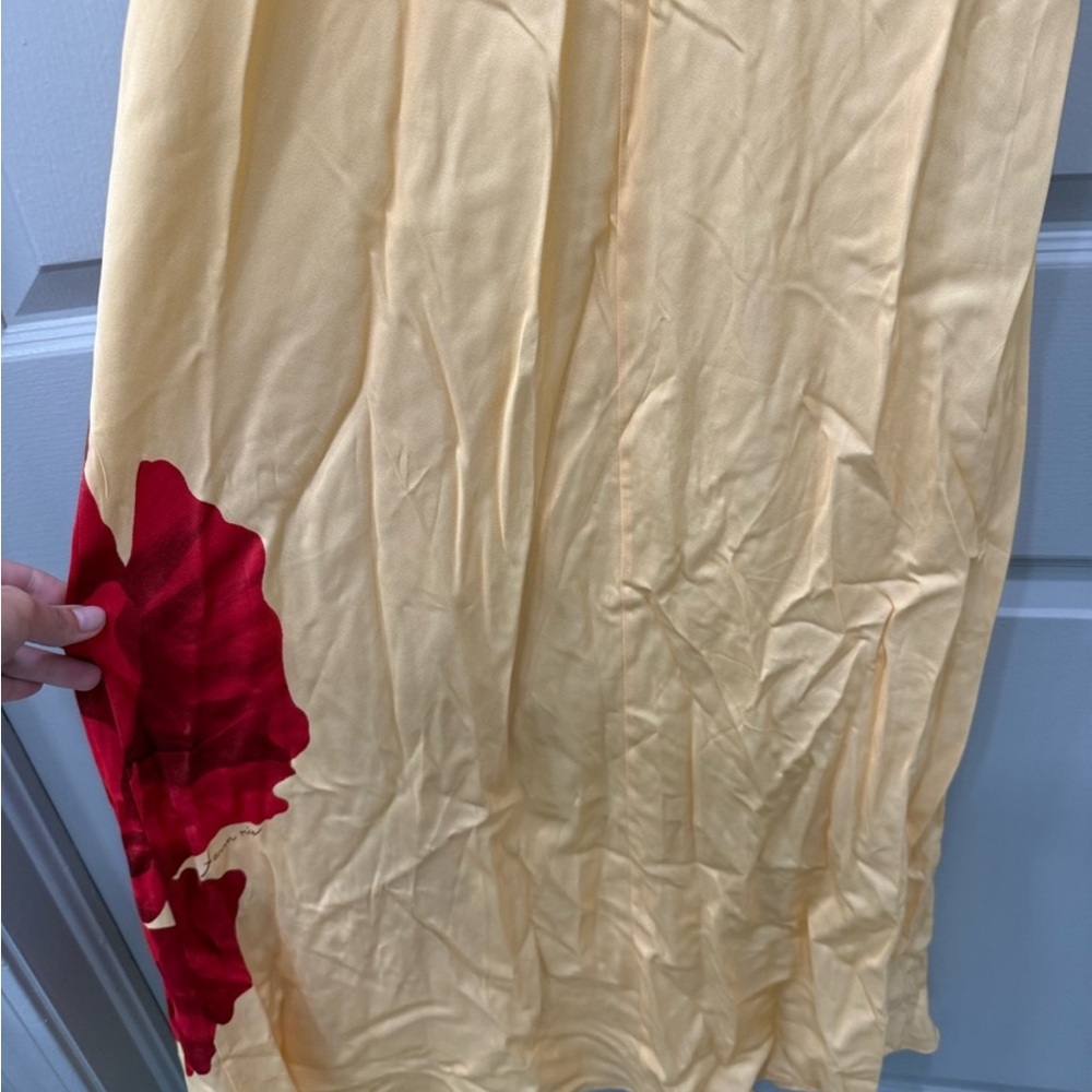 Farm Rio Light Yellow Poppy Flowers Sleeveless Maxi Dress size large - Picture 8 of 11